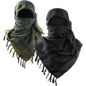 ⚡Men Black and Green 100% Cotton Military Shemagh Tactical Desert Scarf Wrap